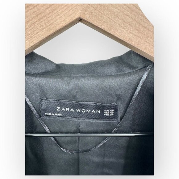 Zara Floral Printed Black Tie-Waist Kimono Blazer Jacket Wrap Belt - Picture 3 of 8